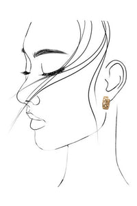 Mini Cutout Checker Hoop Huggie Earring Gold