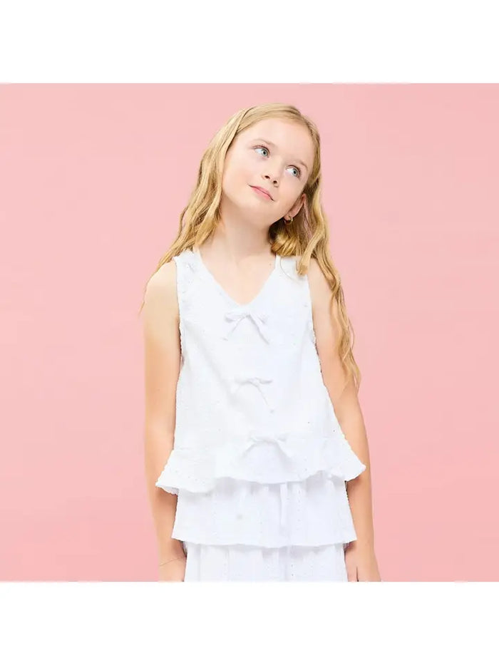 Embroidered Eyelet Ruffled Vest