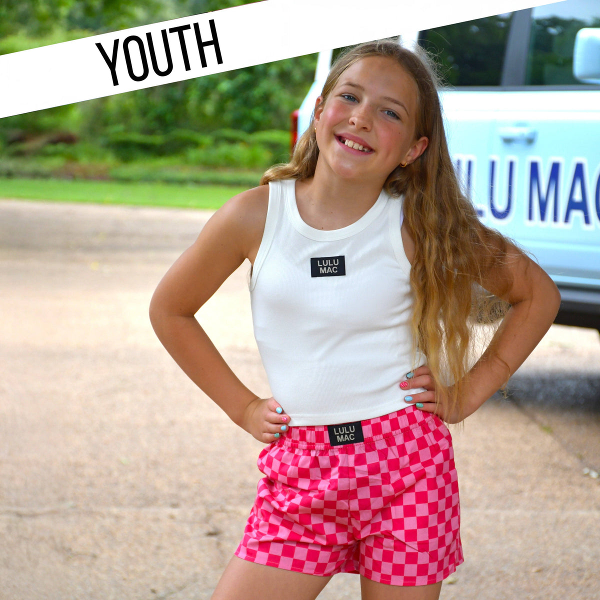 Pink Check Kids Shorts