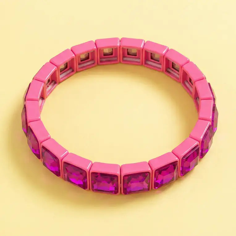 ENAMEL STRETCH BRACELET PINK ON PINK