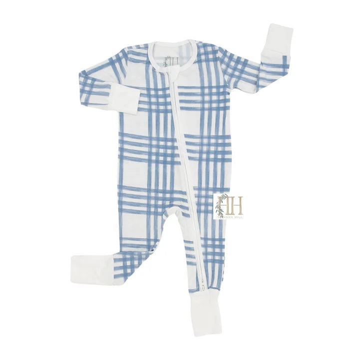 HAMNER HILL BOYS DAPPER BLUE DOUBLE ZIPPER ROMPER