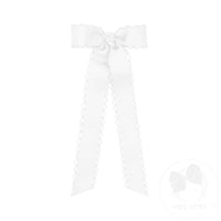 WEE ONES MONOTONE MOONSTITCH BOW WITH STREAMER TAILS WHT