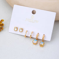 Josslyn Whimsical Crystal Glass Huggie & Stud Earring Set Gold