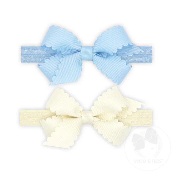 WEE ONES 2PK MINI SCALLOP BOW ON BAND MIB/ANW