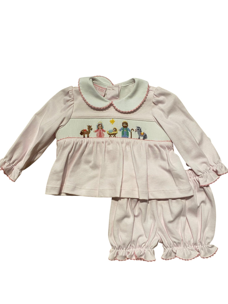 PETIT BEBE NATIVITY GIRLS BISHOP BLOOMER SET