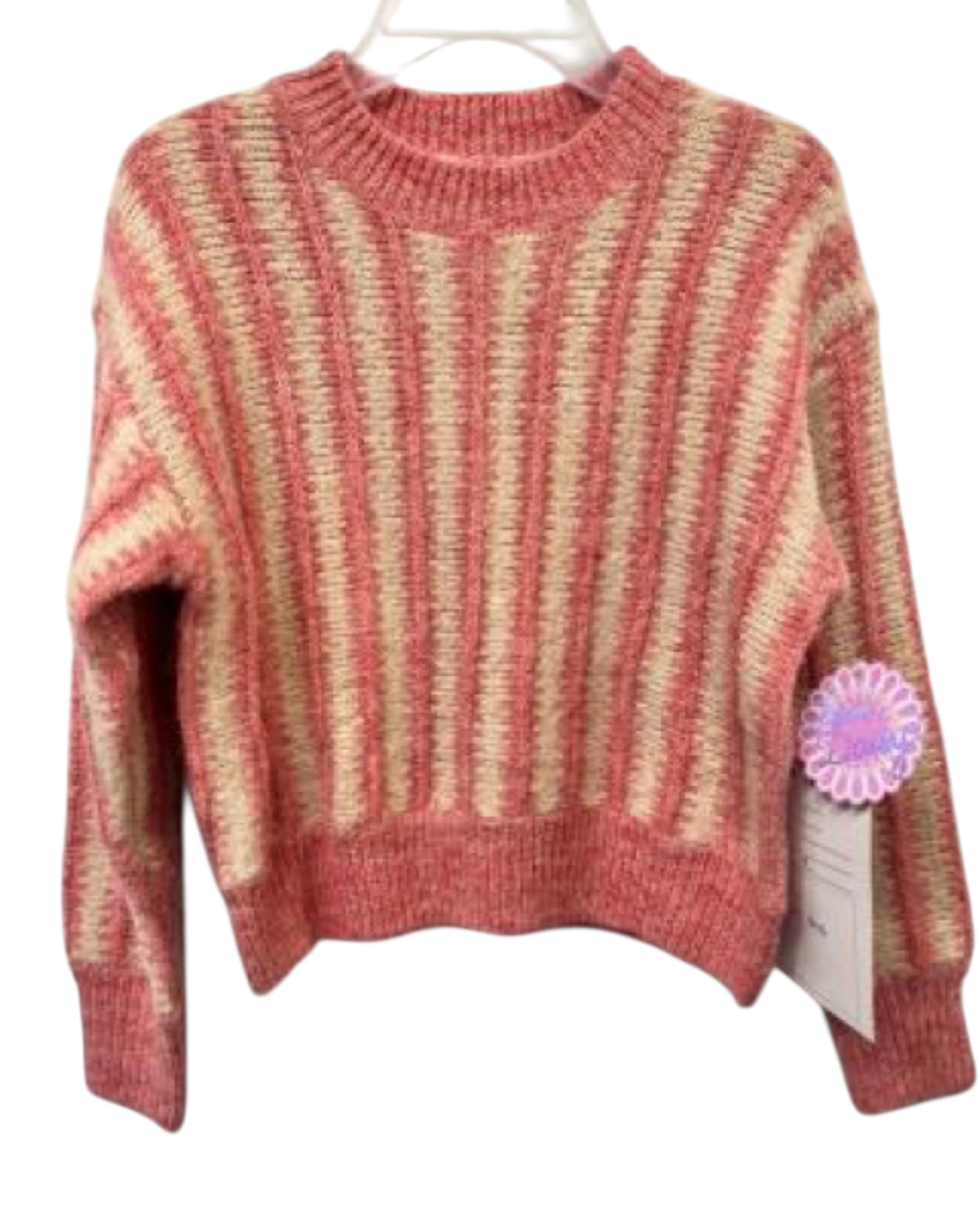 LOVE DAISY TEXTURED STRIPE CREWNECK SWEATER