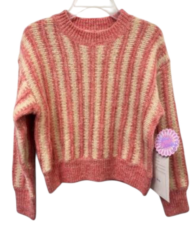 LOVE DAISY TEXTURED STRIPE CREWNECK SWEATER