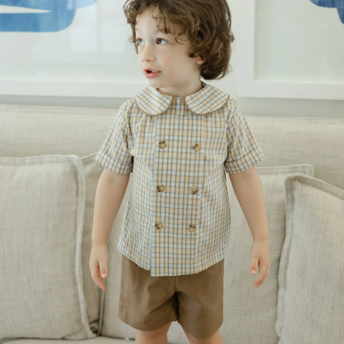 Bailey Boys Pecan Plaid with Bison Dressy Short Set