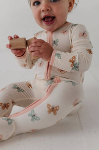 Babysprouts Baby Girl Footie Romper in Pastel Butterflies