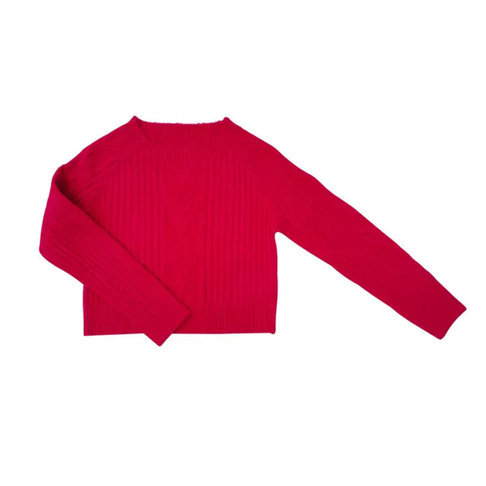 LITTLE OLIN FUSHIA BRAID KNITTED SWEATER
