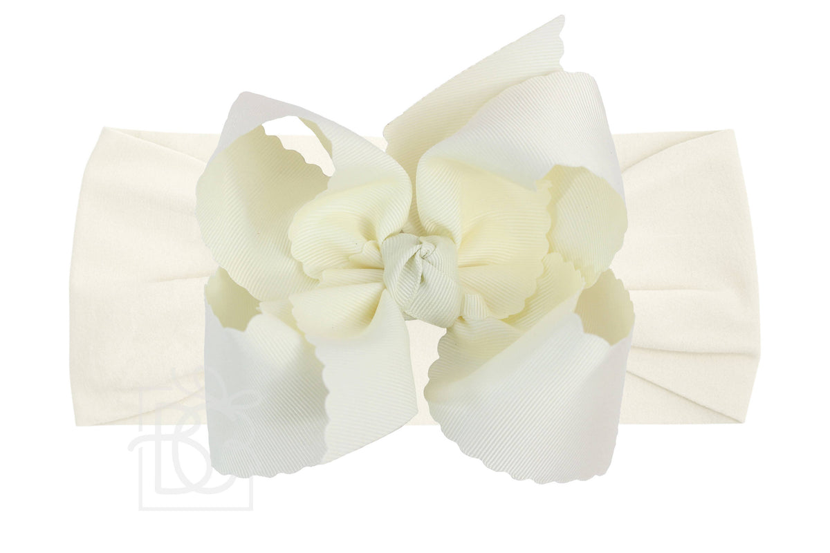 Wide Headband Xl Scalloped Ant. White