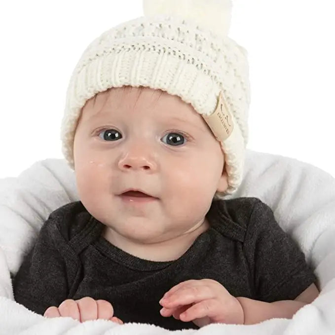 BABY SINGLE POM BEANIE IVORY