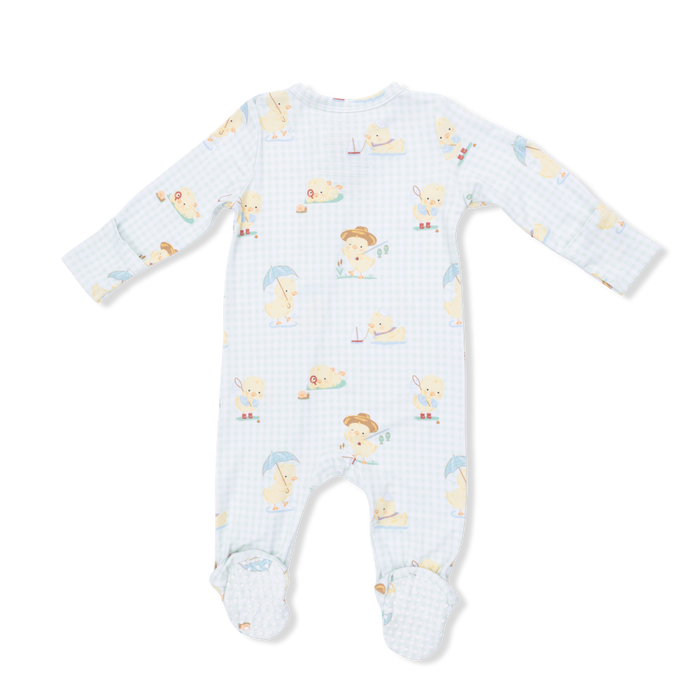 VINTAGE SPRING DUCKLINGS GREEN 2 WAY ZIPPER FOOTIE