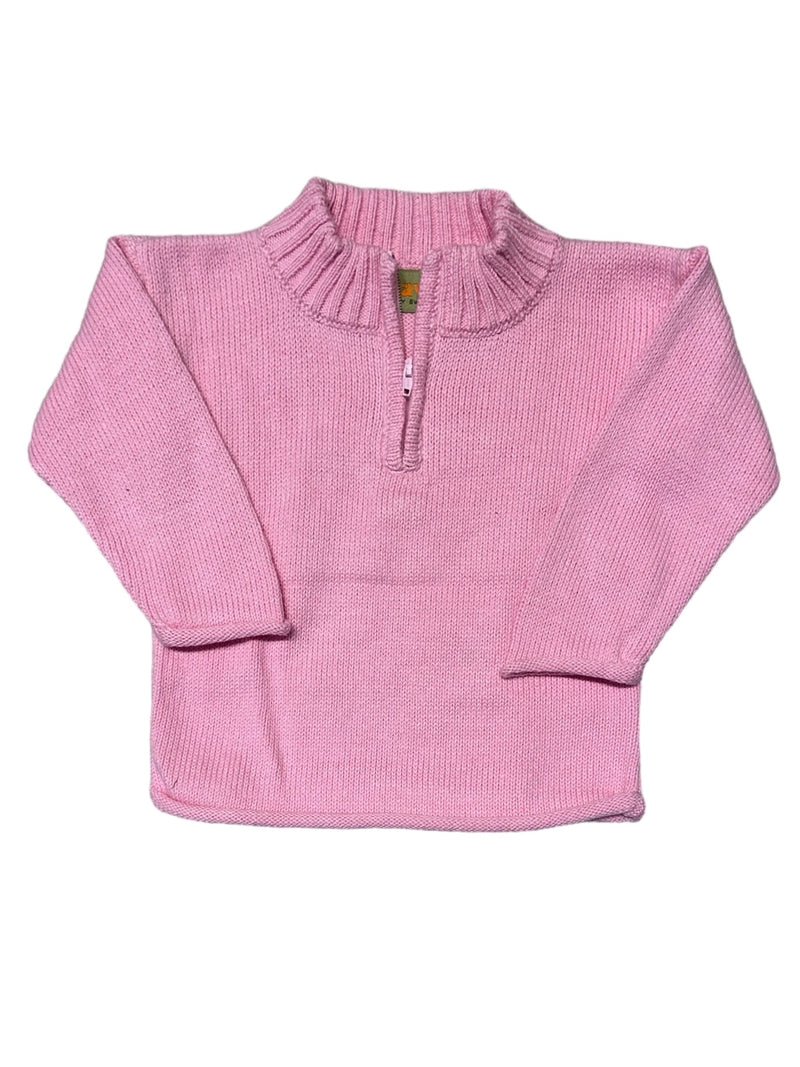 CLAVER MOCK NECK QUARTER ZIP SWEATER LIGHT PINK