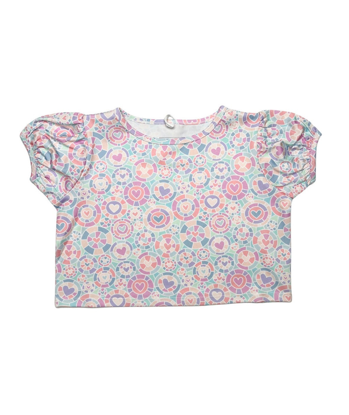KALIDESCOPE HEART PUFF SLEEVE TOP