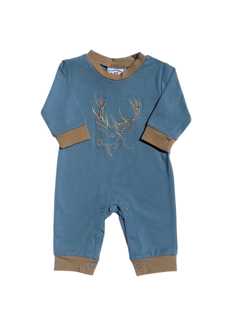 THREE SISTERS DEER EMBROIDERY BOYS ROMPER