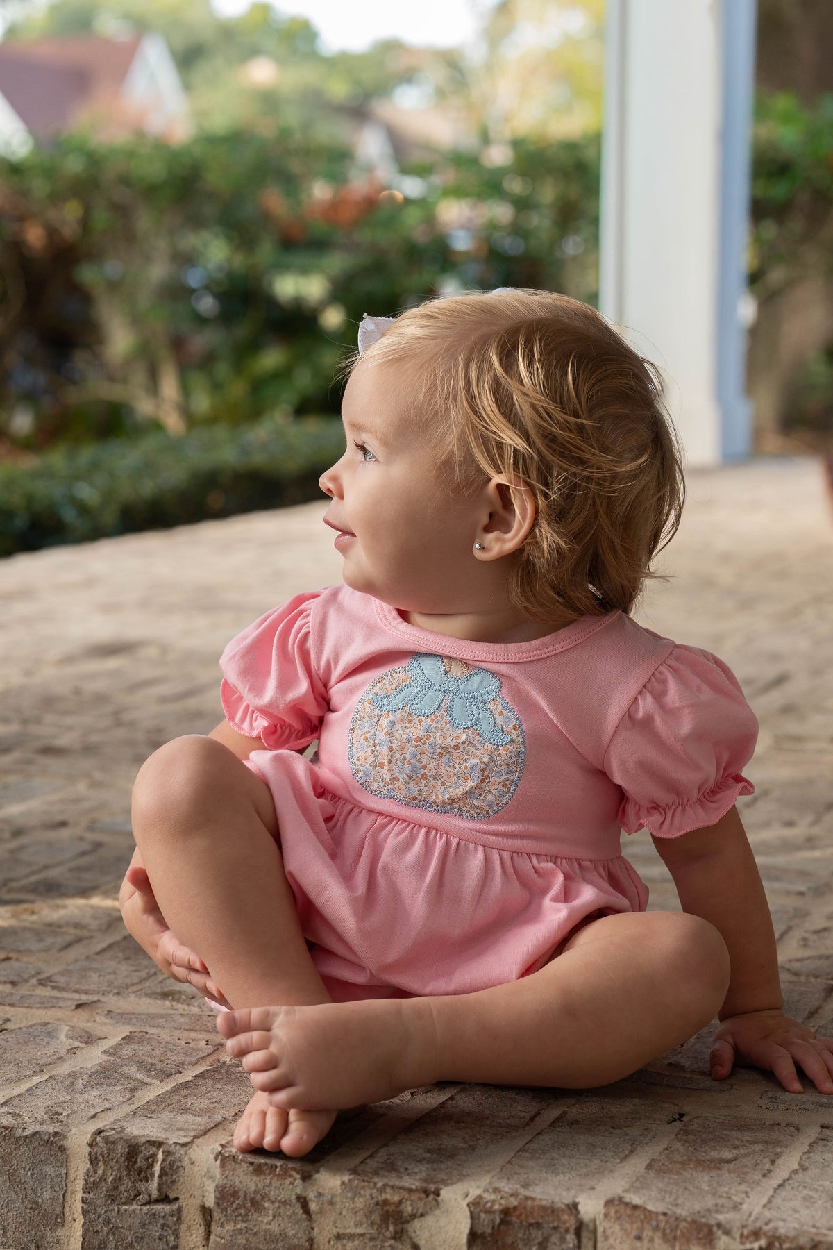 Pink Floral Knit Single Pumpkin Bubble