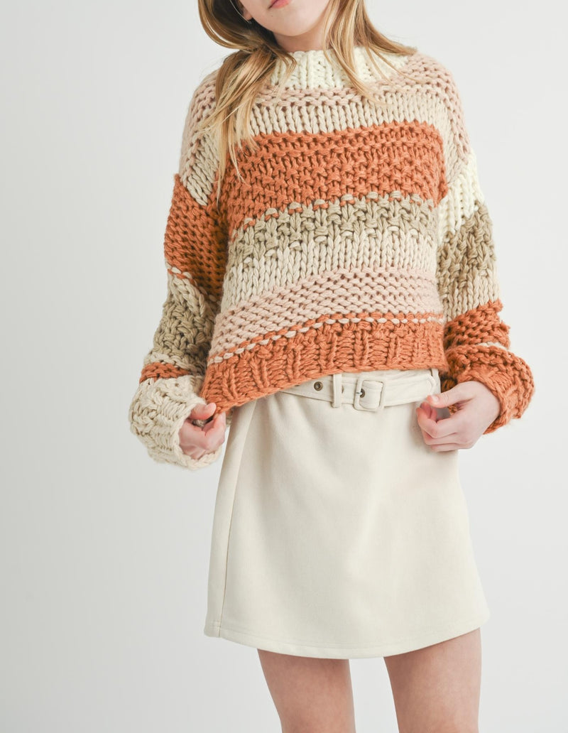 SADIE & SAGE TWEEN BUTTER PECAN CHUNKLY SWEATER