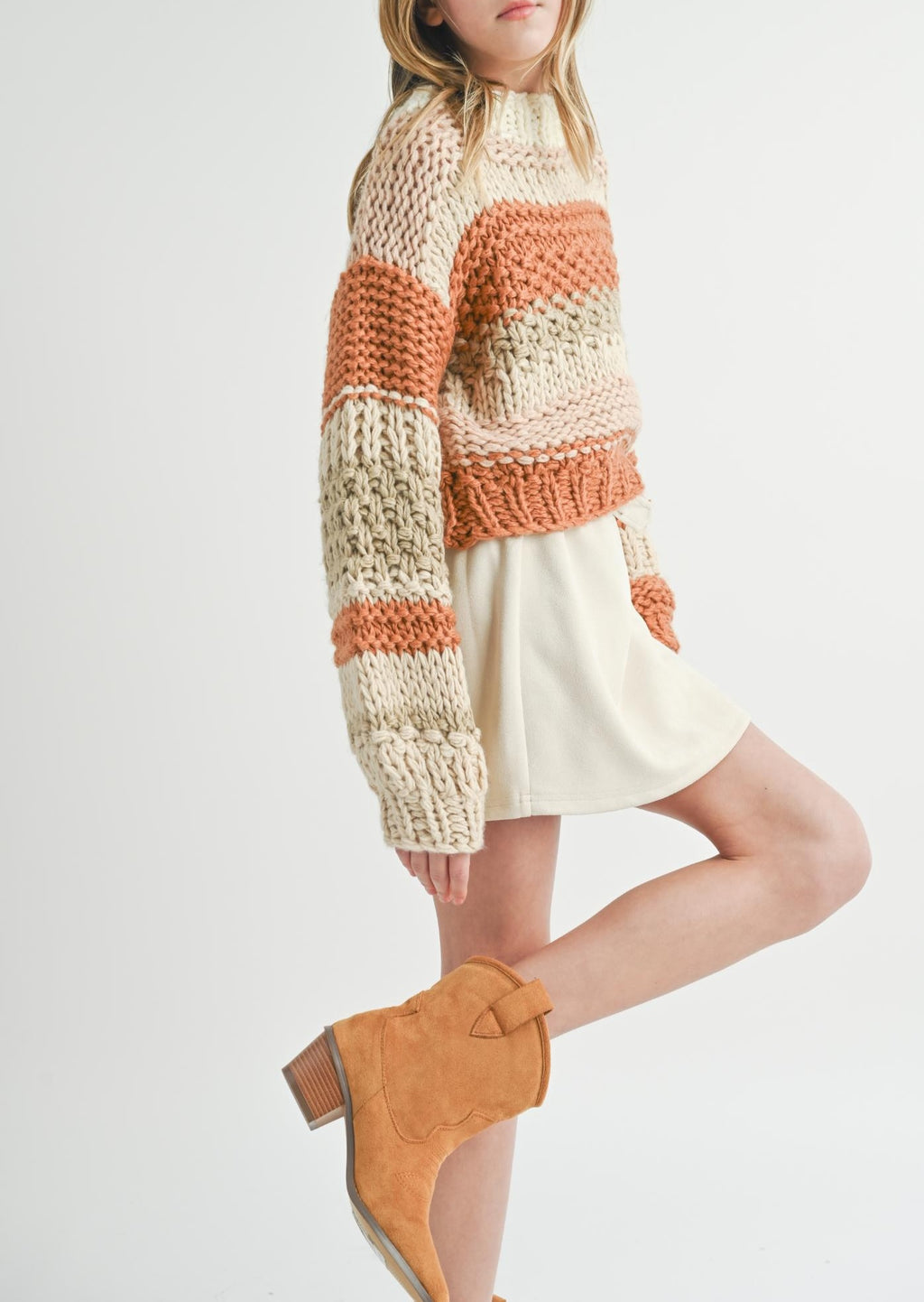 SADIE & SAGE TWEEN BUTTER PECAN CHUNKLY SWEATER