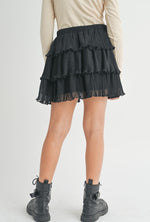 SADIE & SAGE TWEEN GATHERING RUFFLE LAYERED SKIRT BLACK