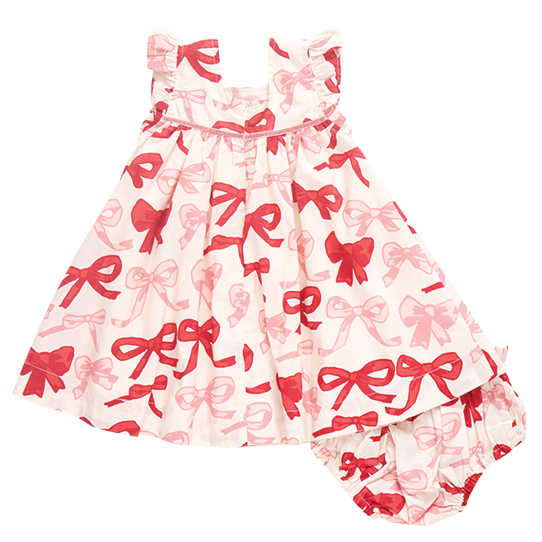 PINK CHICKEN GIRLS CAMELIA DRESS VALENTINE BOWS