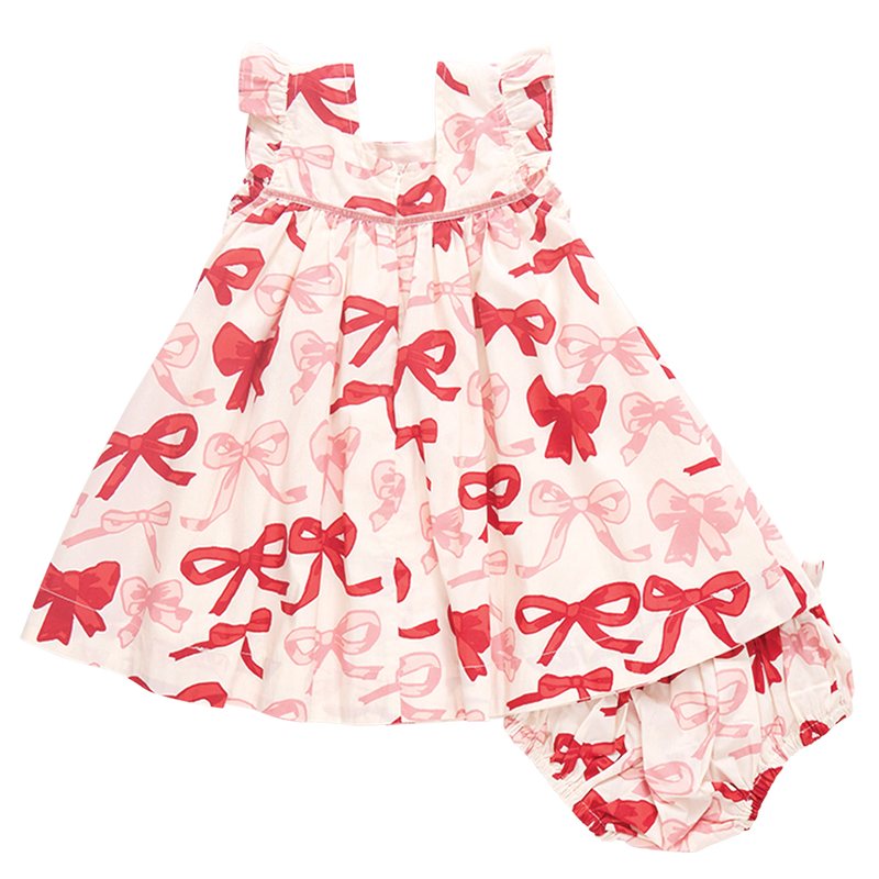 PINK CHICKEN GIRLS CAMELIA DRESS VALENTINE BOWS