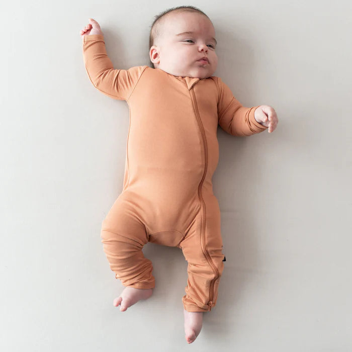 KYTE BABY ZIPPERED ROMPER IN APRICOT