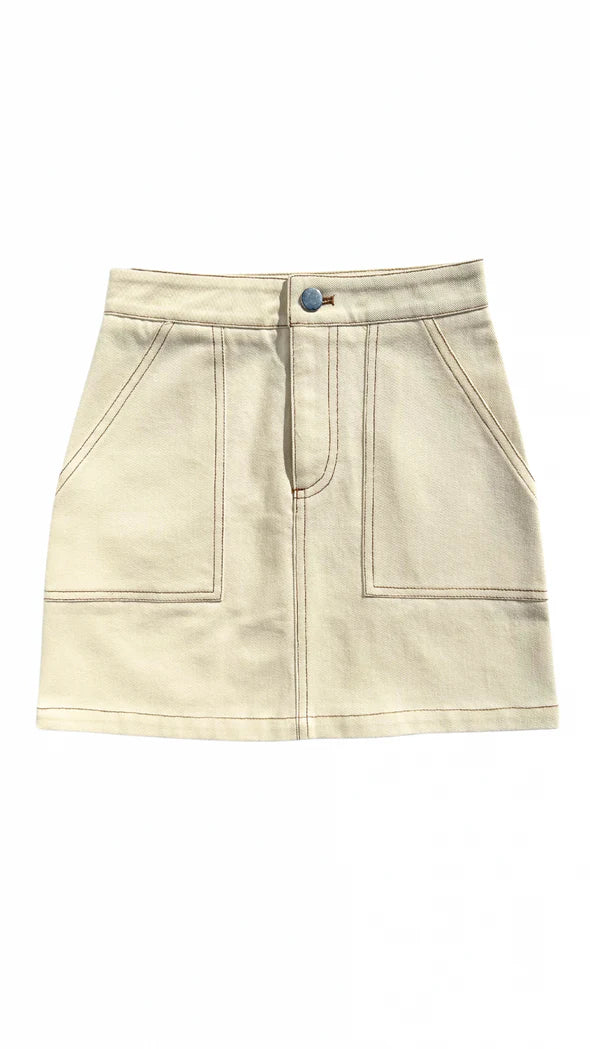 PLEAT SYDNEY SKIRT CREAM/TAN