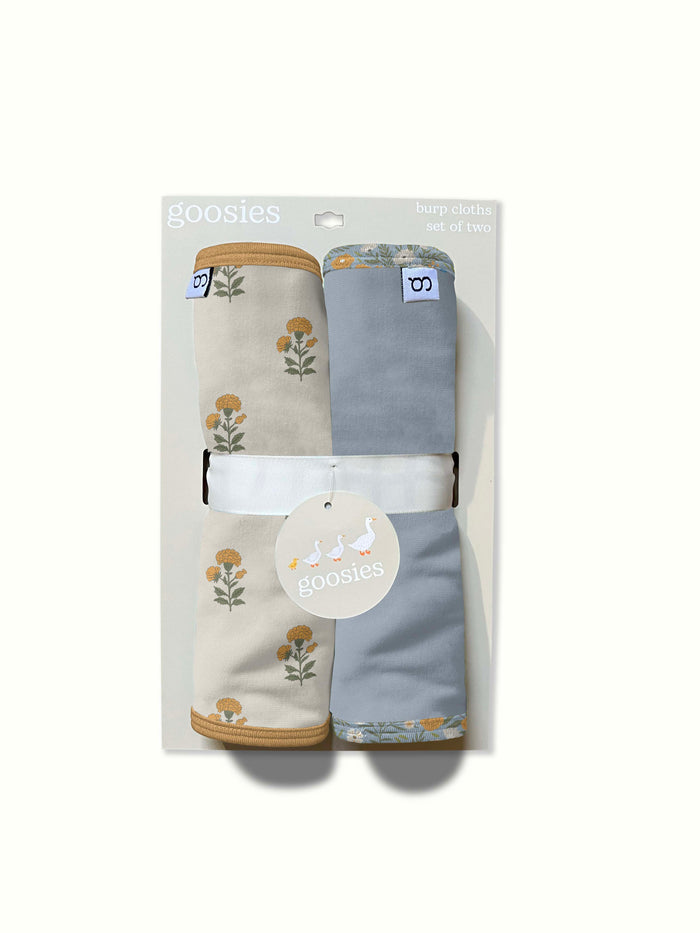 GOOSIES BURP SET MARIGOLD BLOCK PRINT