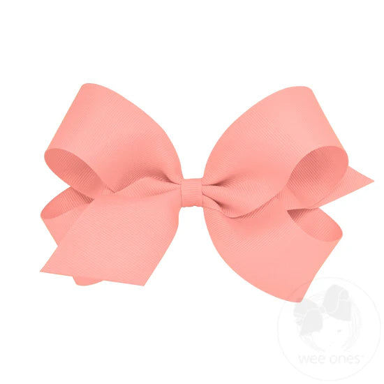 WEE ONES GROSGRAIN SEASHELL CORAL BOW CCR