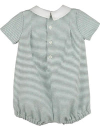 Green Check Smocked Boy Bubble
