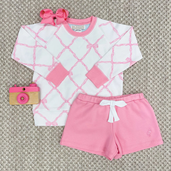 TBBC CASSIDY COMFY CREWNECK BELLE MEADE BOW WITH HAMPTONS HOT PINK