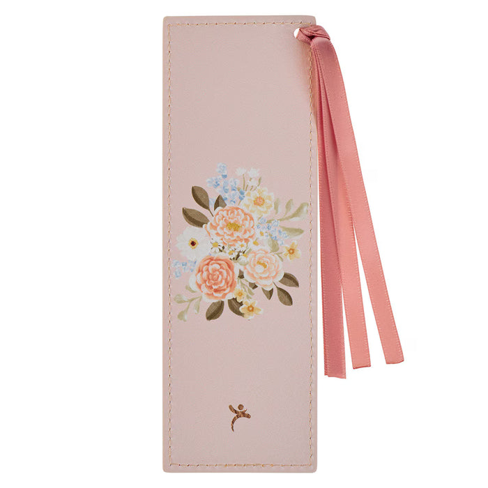 CHRISTIAN ART GIFTS BOOKMARK FAUX LEATHER PINK STRENGTH