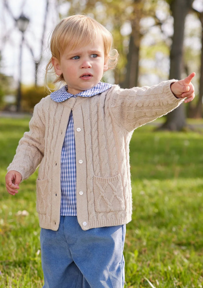 Peter Pan Shirt Gray Blue Gingham