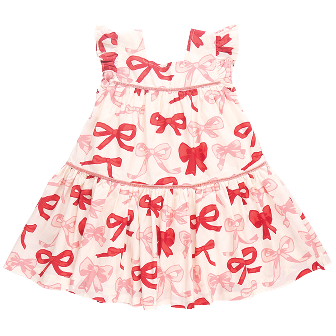 PINK CHICKEN GIRLS CAMELIA DRESS VALENTINE BOWS