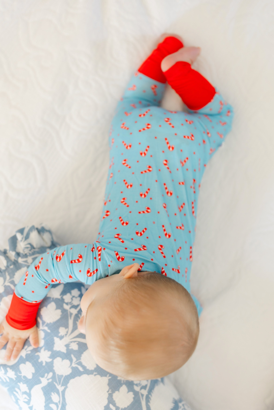 Poppy Kids Blue Candy Cane Zipper Romper