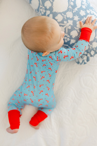 Poppy Kids Blue Candy Cane Zipper Romper