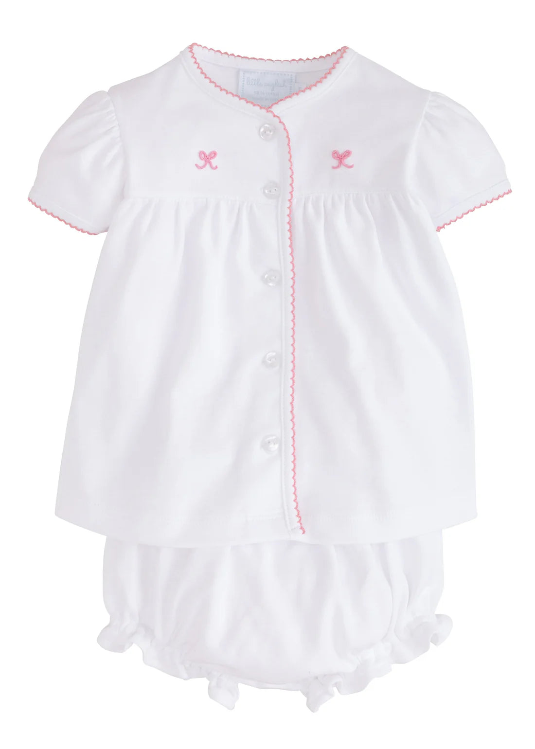 LITTLE ENGLISH PINPOINT LAYETTE KNIT SET BOW