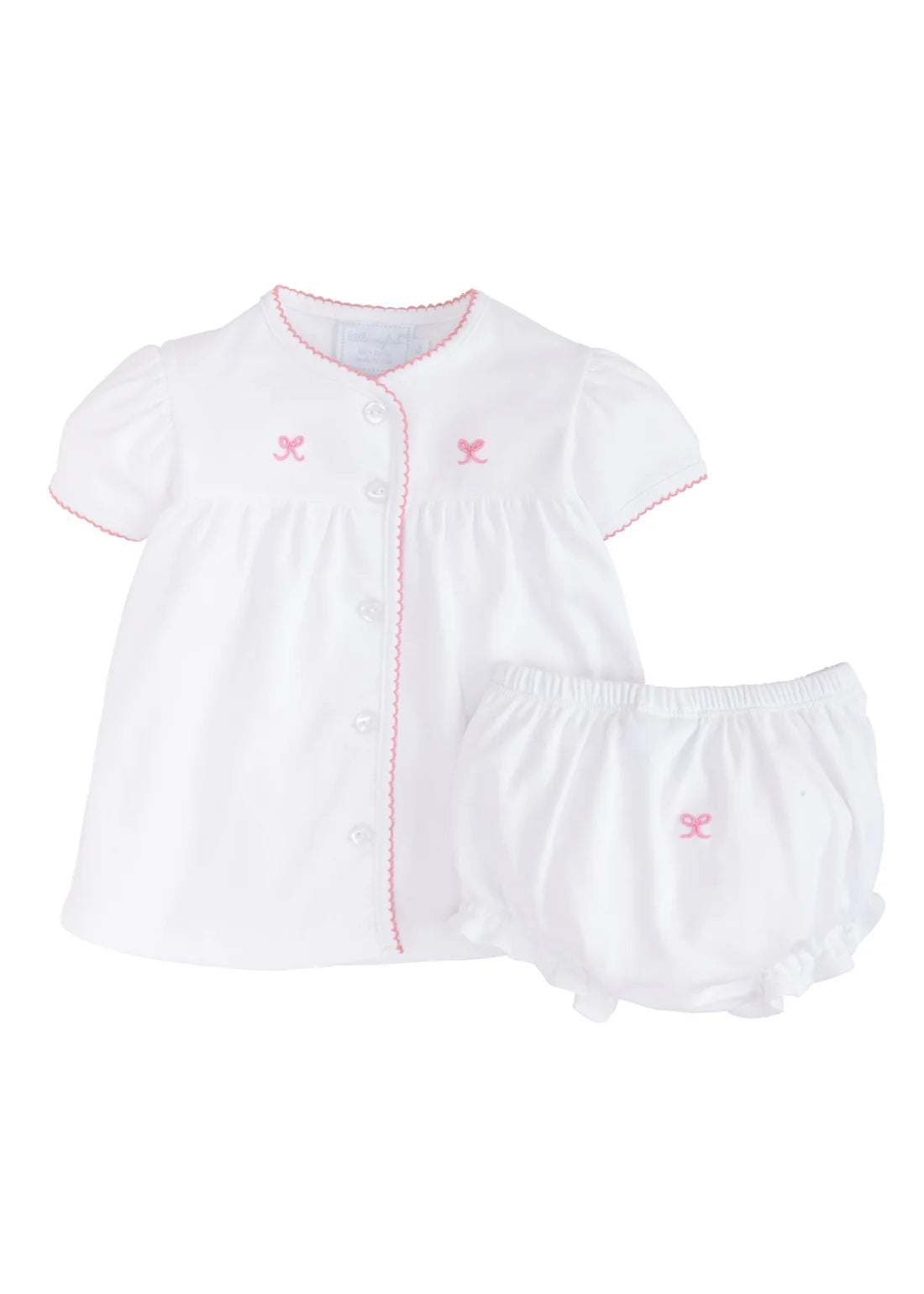 LITTLE ENGLISH PINPOINT LAYETTE KNIT SET BOW