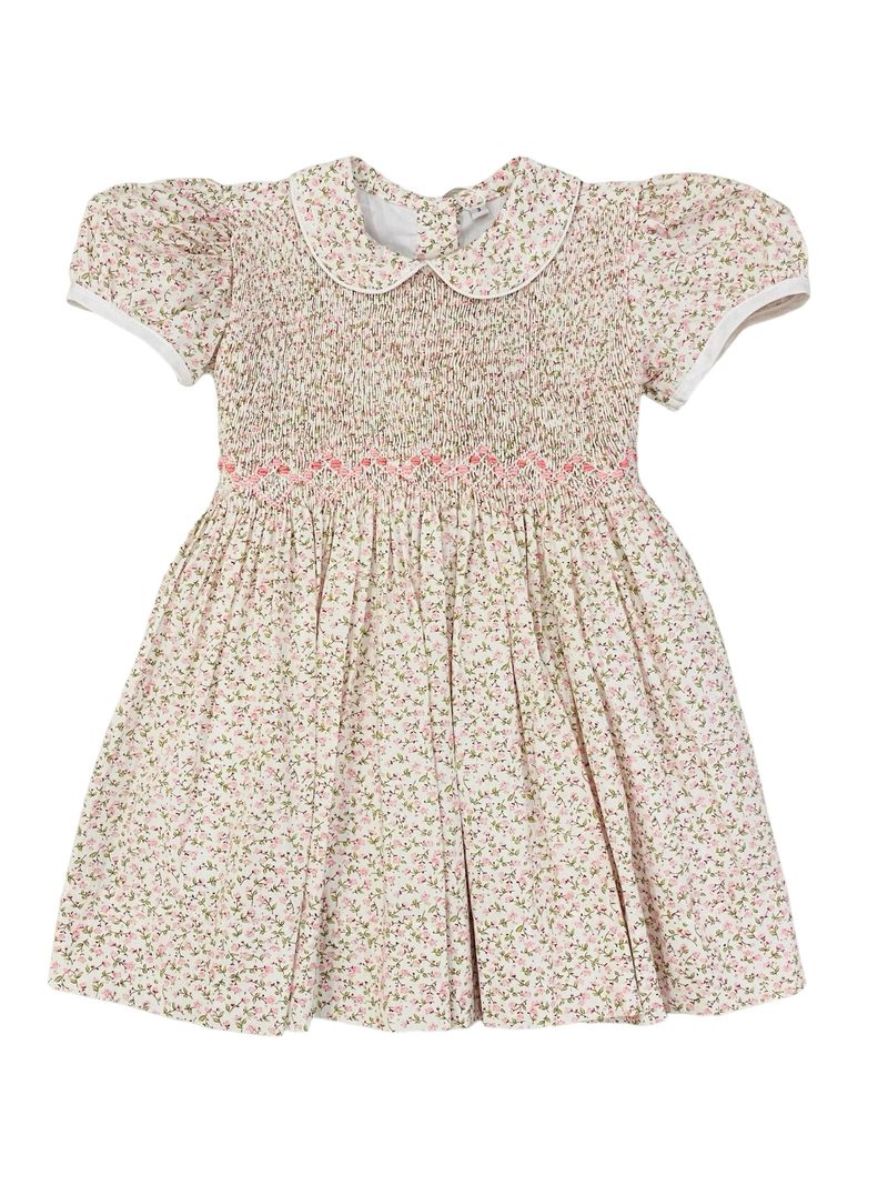 LULU BEBE PINK FLORAL SMOCK BODICE DRESS