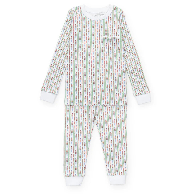 LILA AND HAYES BRADFORD BOYS PIMA COTTON PAJAMA PANT SET NUTCRACKER STRIPE