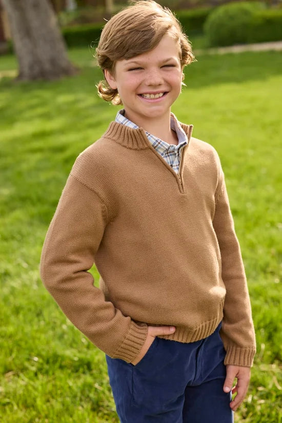 Little English Quarter Zip Sweater Chestnut