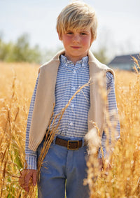 Little English Button Down Shirt Grey Blue Gingham