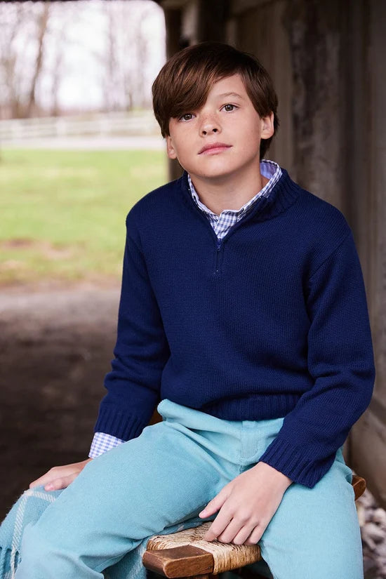 Little English Quarter Zip Sweater Navy