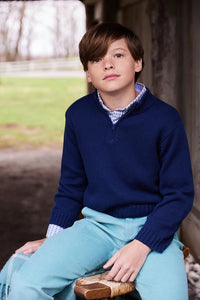 Little English Quarter Zip Sweater Navy