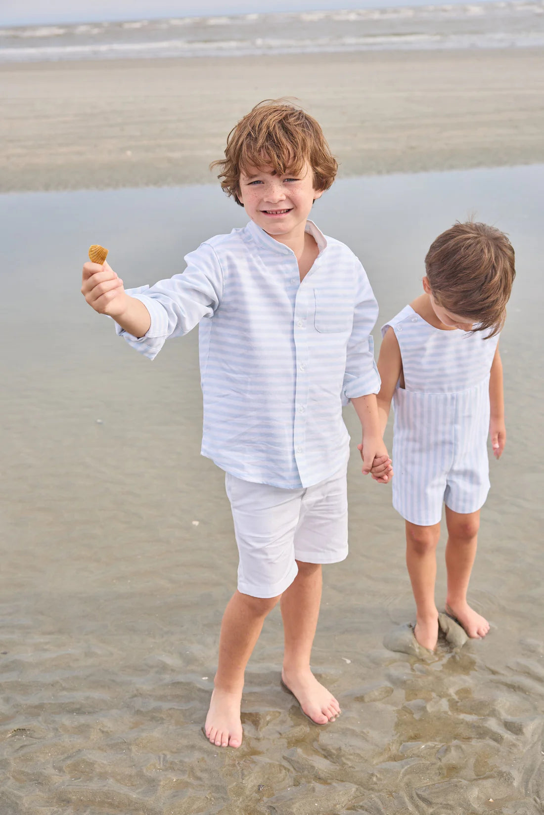 MANDARIN COLLAR ROLL SLEEVE SHIRT SAVANNAH STRIPE