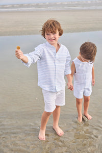 MANDARIN COLLAR ROLL SLEEVE SHIRT SAVANNAH STRIPE