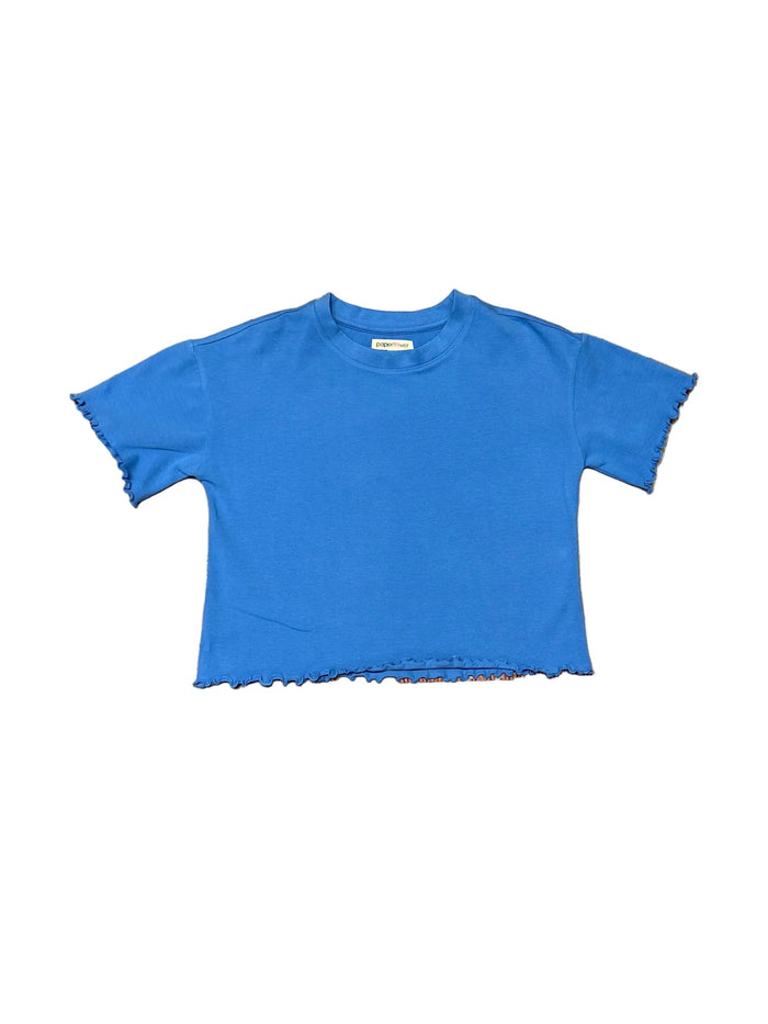 BLUE LETTUCE EDGE CROPPED TEE
