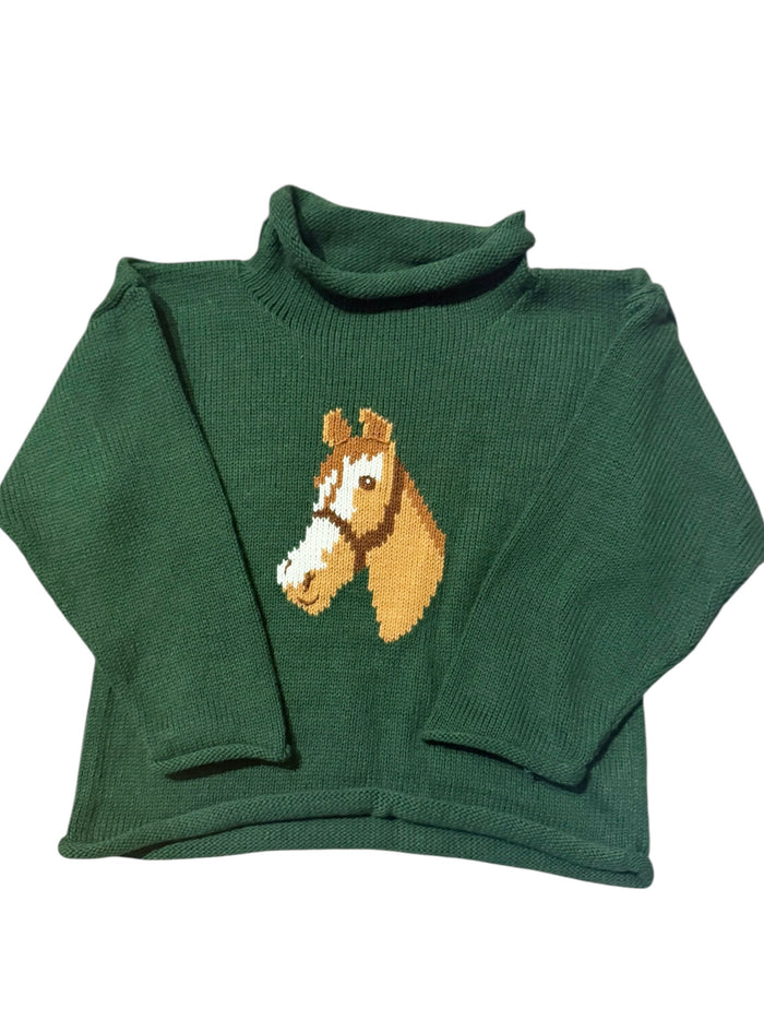 LUIGI HORSE ROLL NECK SWEATER HUNTER