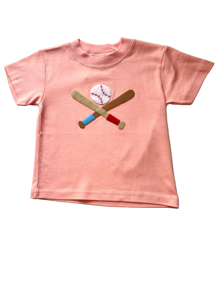 Melon Tshirt With 2 Crossed Bats
